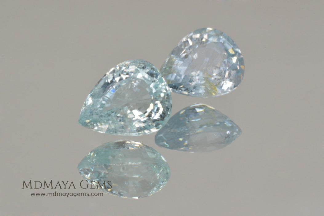 Pair Blue Paraiba Tourmaline Gemstones Pear Cut 3.41 ct total