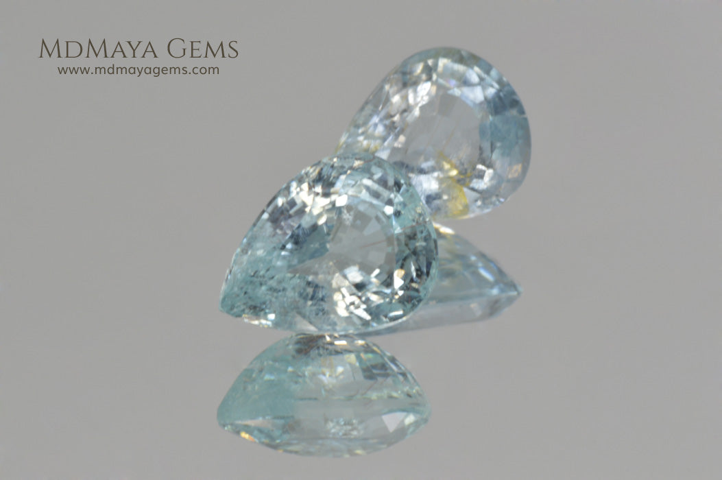 Pair Blue Paraiba Tourmaline Gemstones Pear Cut 3.41 ct total