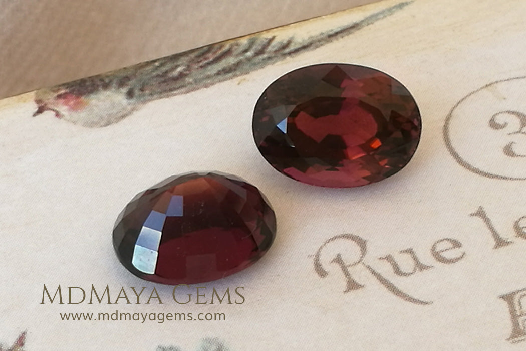 Natural Pair Dark Orangy Red Tourmaline Oval Cut 9.33 ct