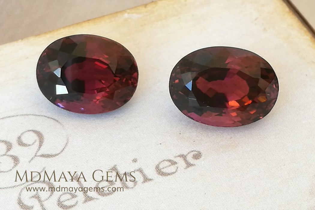 Natural Pair Dark Orangy Red Tourmaline Oval Cut 9.33 ct