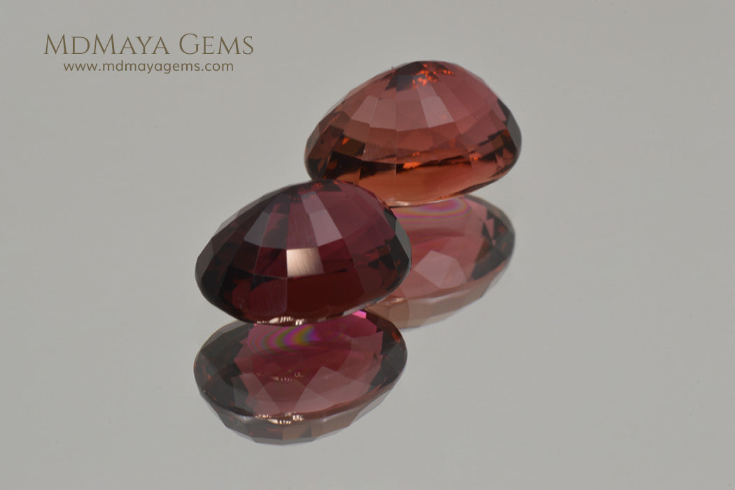 Natural Pair Dark Orangy Red Tourmaline Oval Cut 9.33 ct