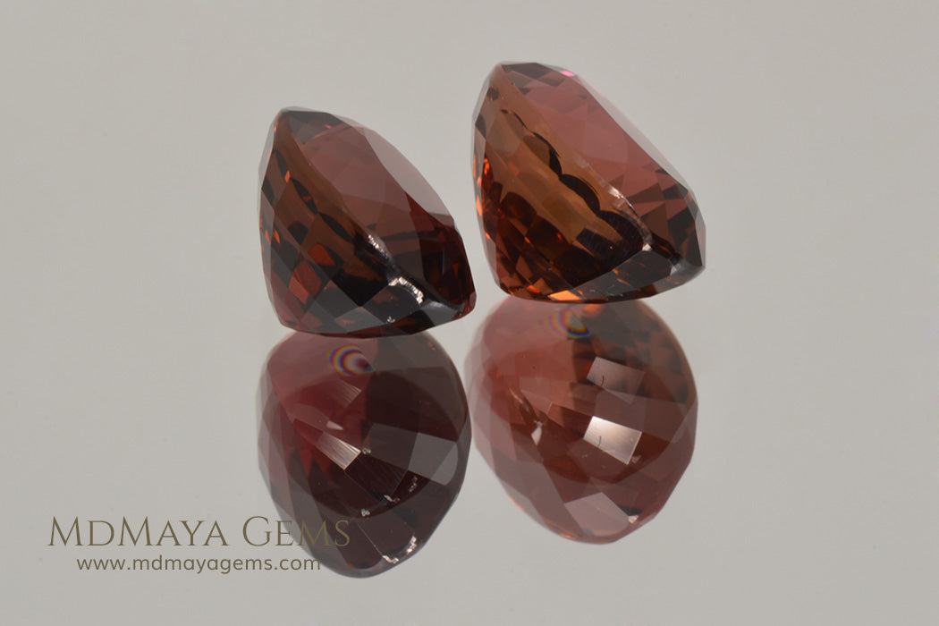 Natural Pair Dark Orangy Red Tourmaline Oval Cut 9.33 ct