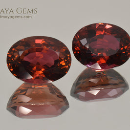 Natural Pair Dark Orangy Red Tourmaline Oval Cut 9.33 ct