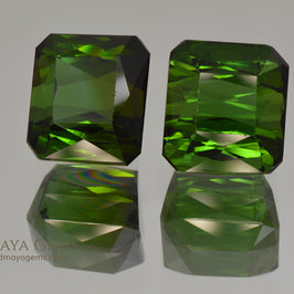 Pair Dark Green Tourmalines Fancy Cut 12.74 ct