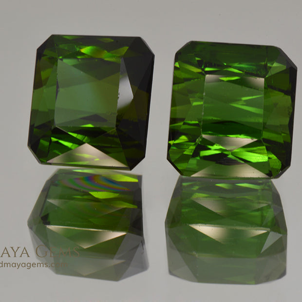 Pair Dark Green Tourmalines Fancy Cut 12.74 ct