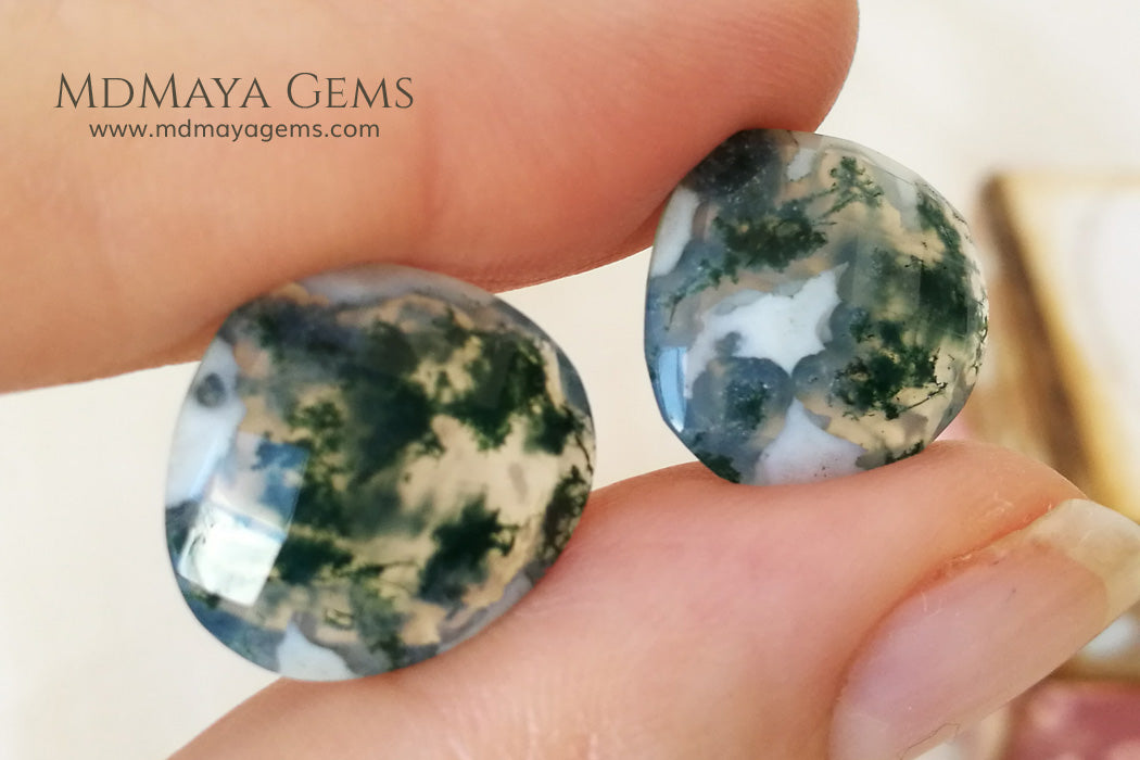 Green Moss Agate with dendritic inclusions 14.60 ct