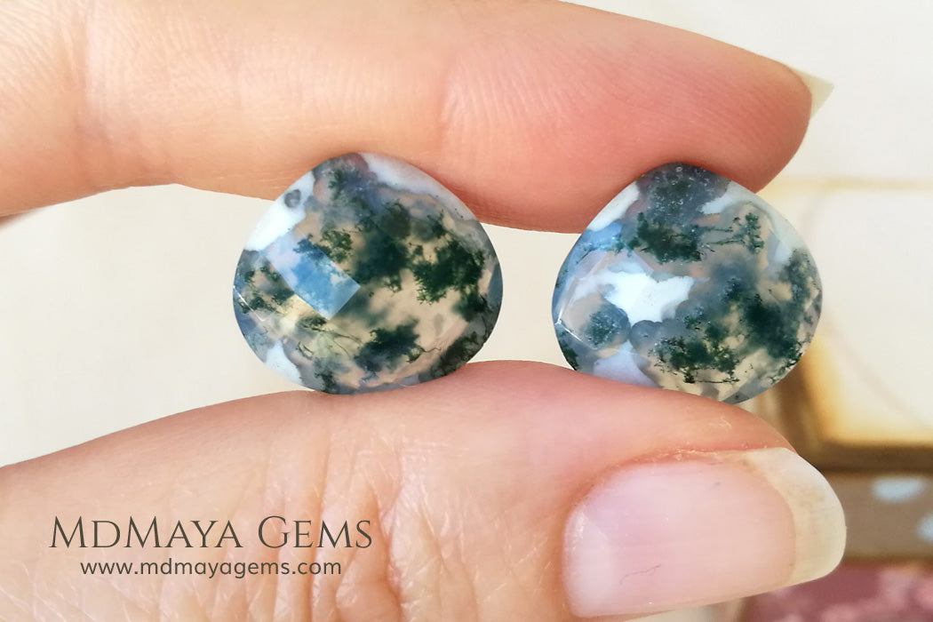 Green Moss Agate with dendritic inclusions 14.60 ct