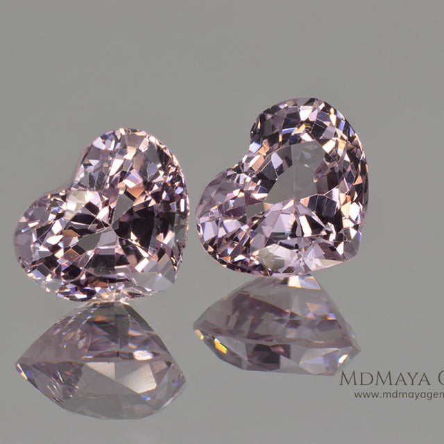 Matched Pair Platinum Light Purple Spinel  3.07 ct pair Heart cut