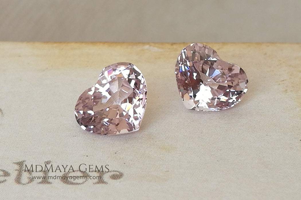 Matched Pair Platinum Light Purple Spinel  3.07 ct pair Heart cut