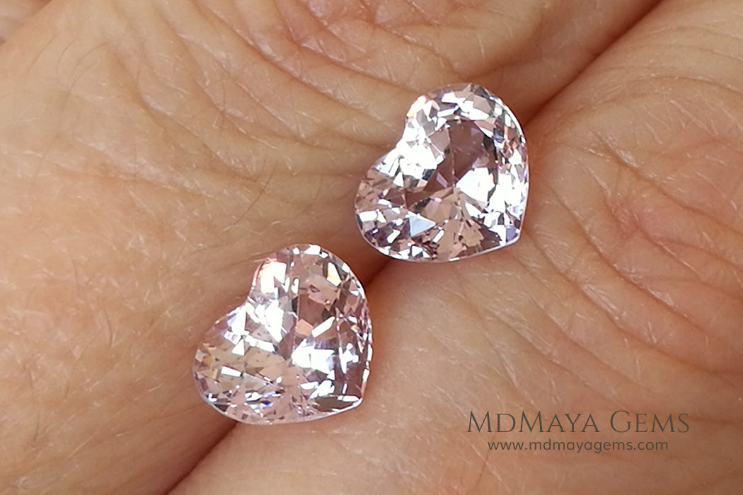 Matched Pair Platinum Light Purple Spinel  3.07 ct pair Heart cut