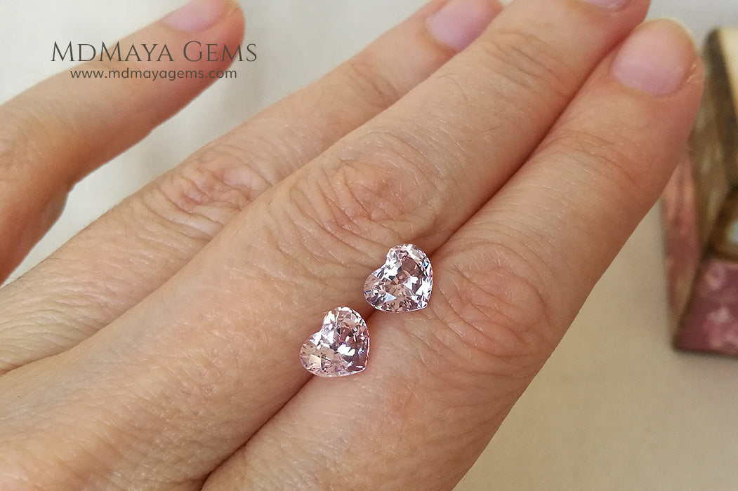 Matched Pair Platinum Light Purple Spinel  3.07 ct pair Heart cut