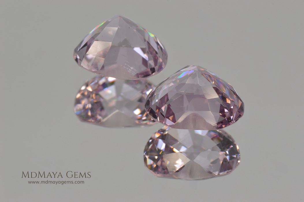 Matched Pair Platinum Light Purple Spinel  3.07 ct pair Heart cut