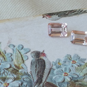 Pair Pink Morganite Emerald cut 2.44 ct