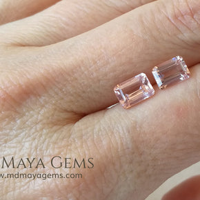 Pair Pink Morganite Emerald cut 2.44 ct