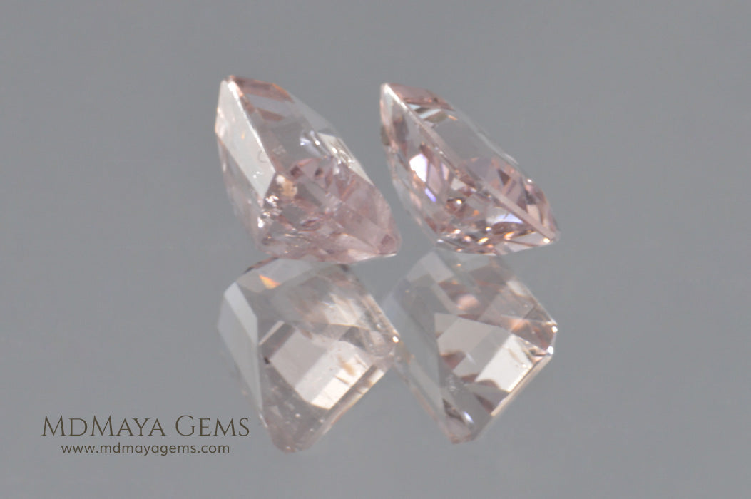 Pair Pink Morganite Emerald cut 2.44 ct