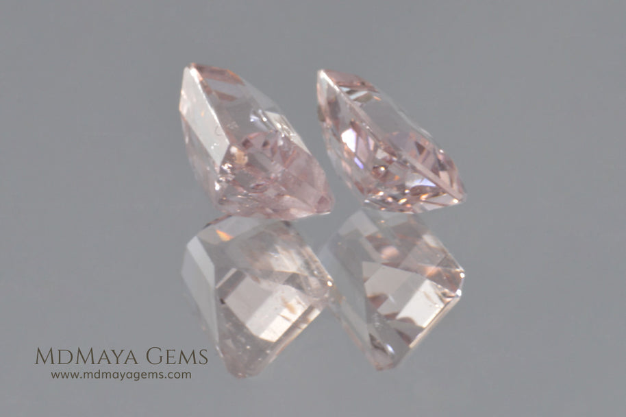 Pair Pink Morganite Emerald cut 2.44 ct