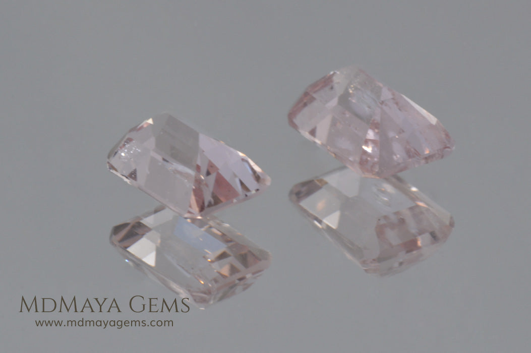 Pair Pink Morganite Emerald cut 2.44 ct