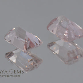 Pair Pink Morganite Emerald cut 2.44 ct