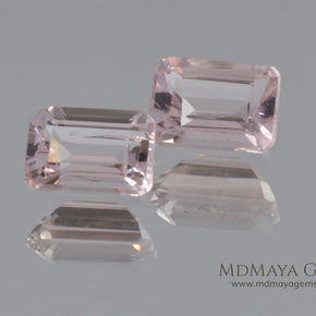 Pair Pink Morganite Emerald cut 2.44 ct