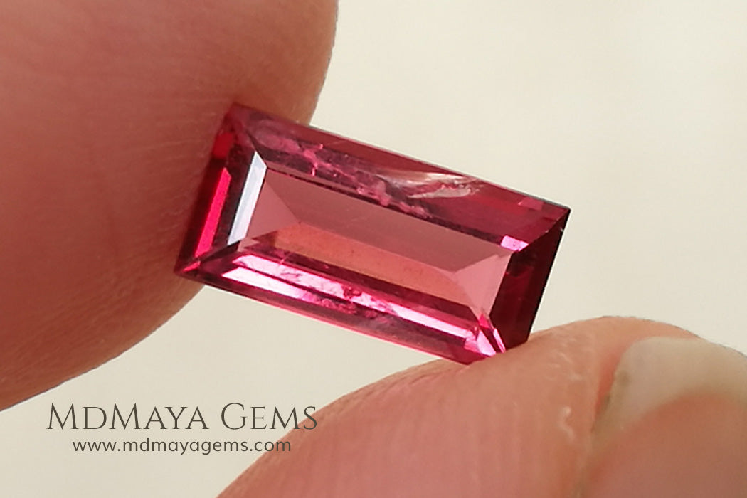 Rich Burmese Red Spinel Baguette Cut 1.75 ct pair
