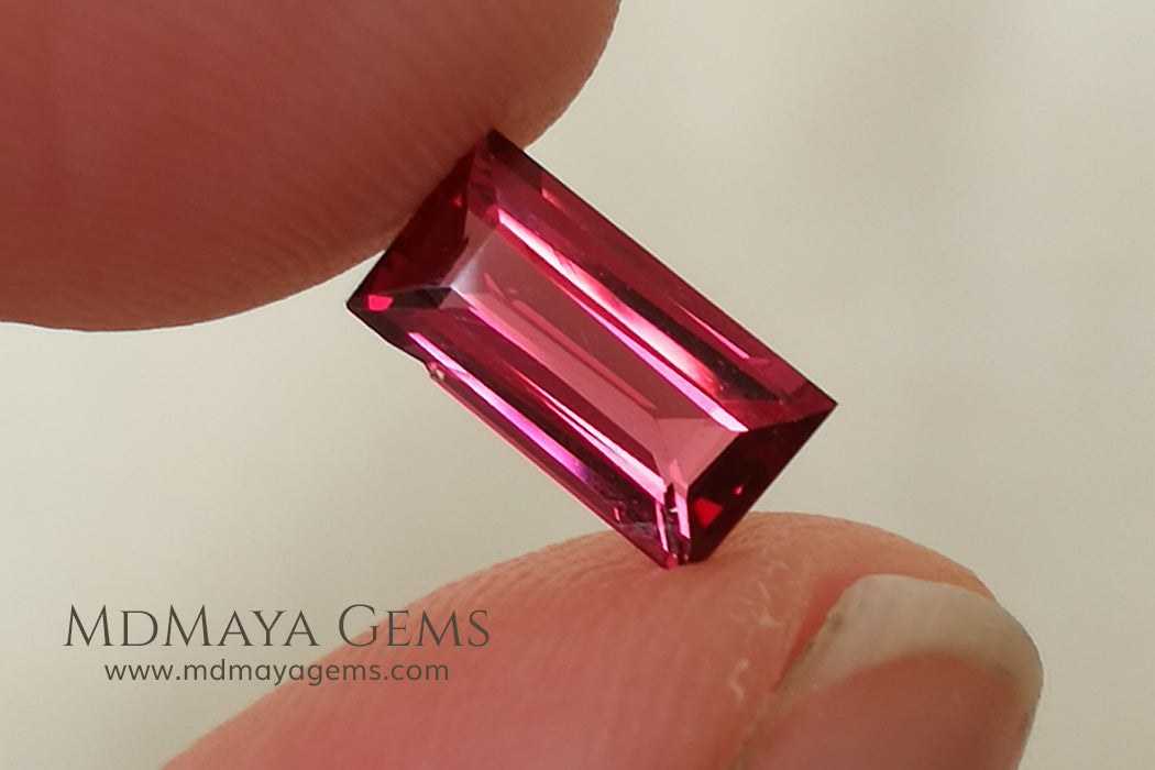 Rich Burmese Red Spinel Baguette Cut 1.75 ct pair
