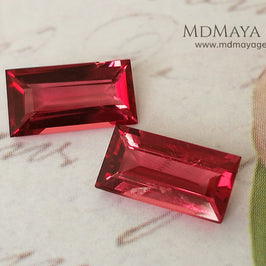 Rich Burmese Red Spinel Baguette Cut 1.75 ct pair