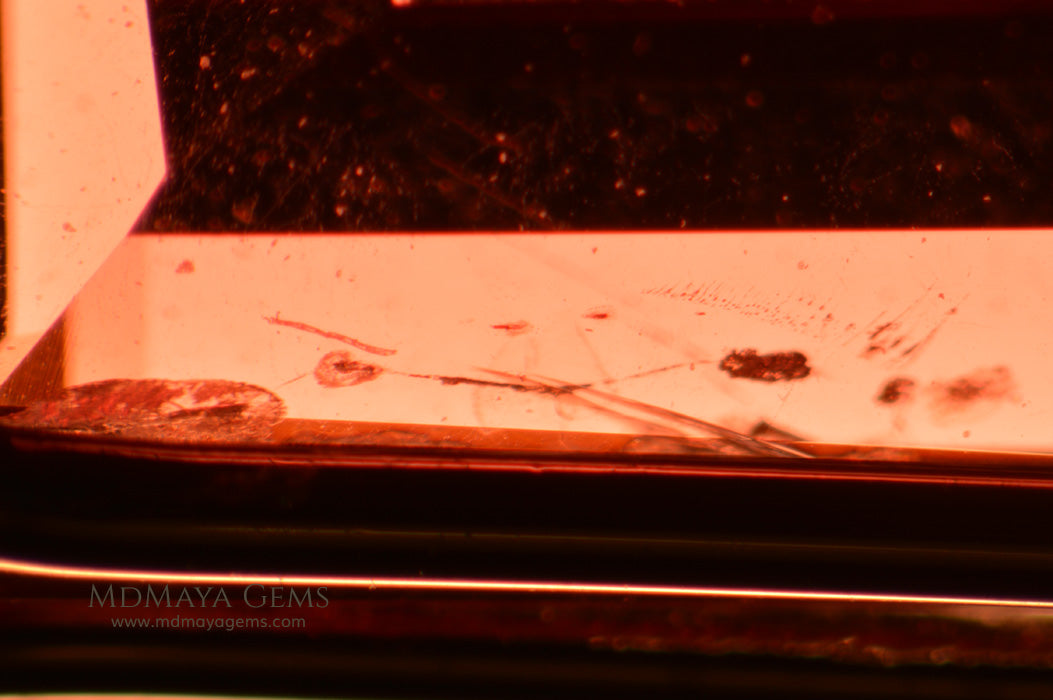 Inclusions in Rich Burmese Red Spinel Baguette Cut 1.75 ct pair