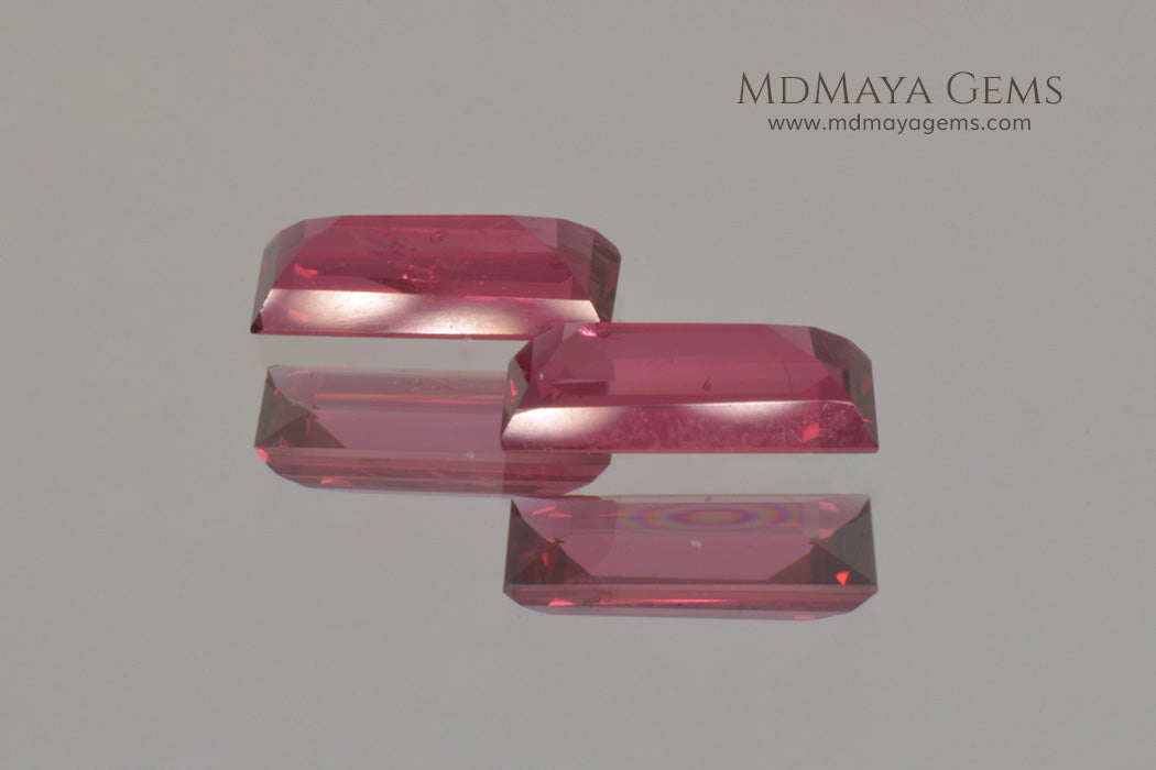 Rich Burmese Red Spinel Baguette Cut 1.75 ct pair