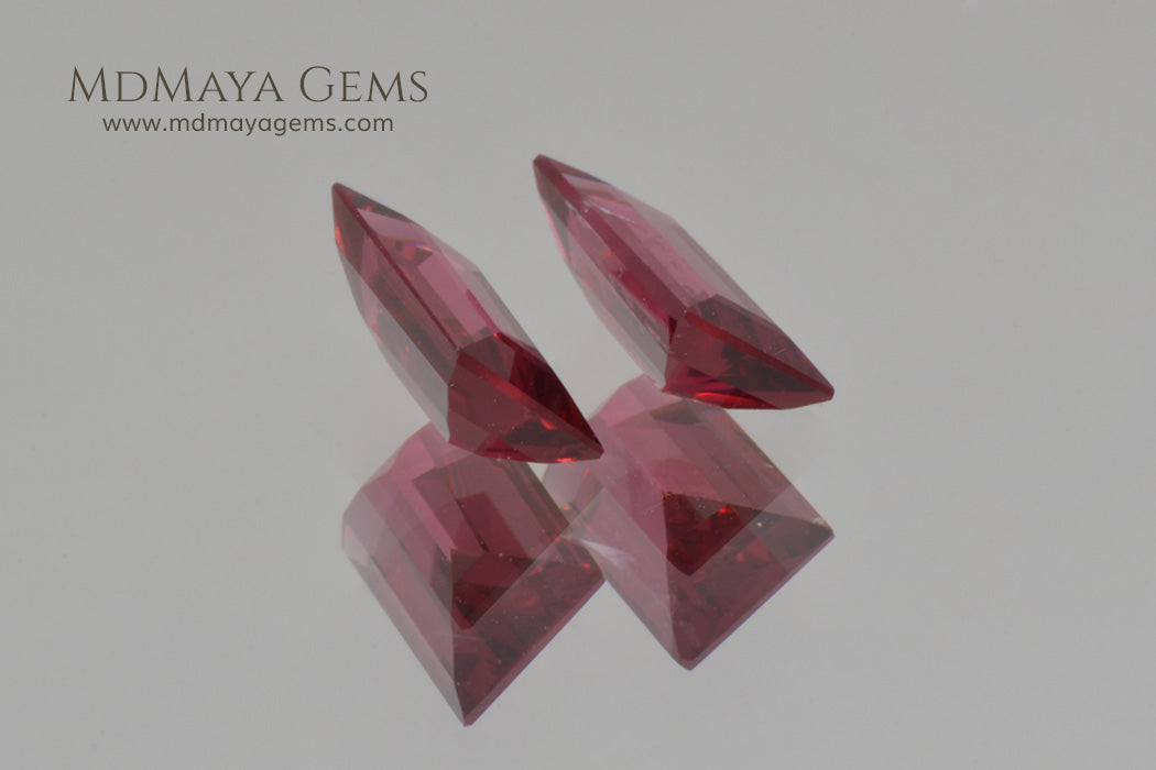 Rich Burmese Red Spinel Baguette Cut 1.75 ct pair