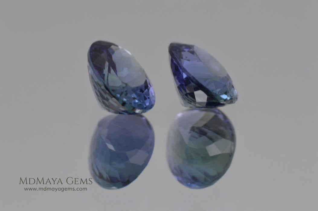 Blue Green Tanzanite Oval Cut Tanzanite Stones 3.63 ct pair