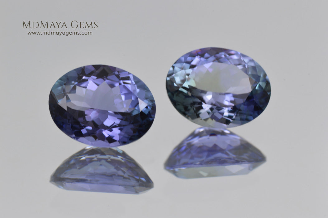 Blue Green Tanzanite Oval Cut Tanzanite Stones 3.63 ct pair