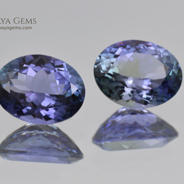 Blue Green Tanzanite Oval Cut Tanzanite Stones 3.63 ct pair