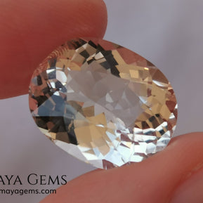 Light Peach Morganite. Oval Cut. 11.98 ct.  This morganite has a very light pale peach color, it is a natural gem of large size, beautiful proportions and great brilliance, it has a small fracture in the pavilion, but that does not affect the beauty of the gem. Once mounted on any piece of jewelry it will be spectacular and the best price. A great gem within the reach of any pocket.
