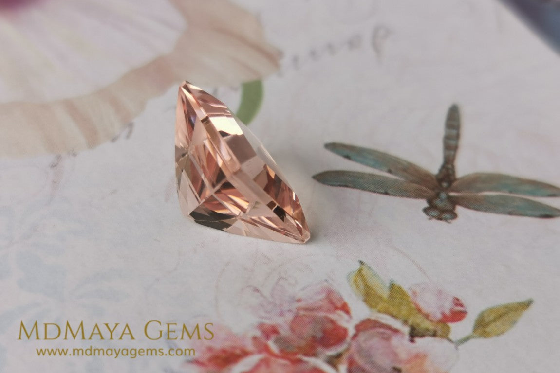 Natural Peach Morganite – Rectangle Cut, 7.50 ct