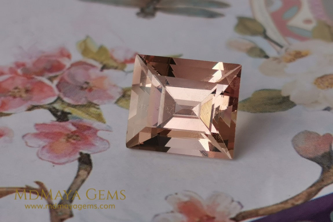 Natural Peach Morganite – Rectangle Cut, 7.50 ct