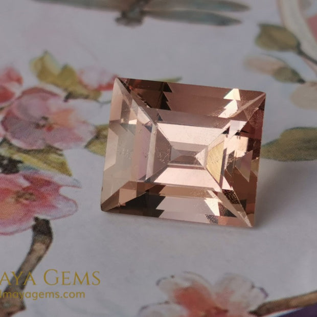 Natural Peach Morganite – Rectangle Cut, 7.50 ct