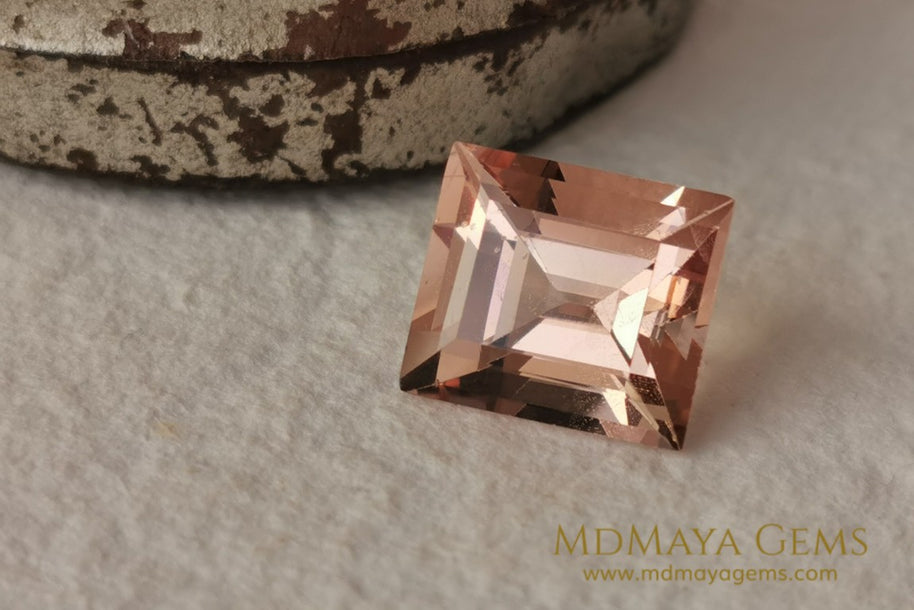 Natural Peach Morganite – Rectangle Cut, 7.50 ct
