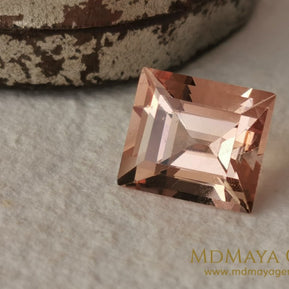 Natural Peach Morganite – Rectangle Cut, 7.50 ct