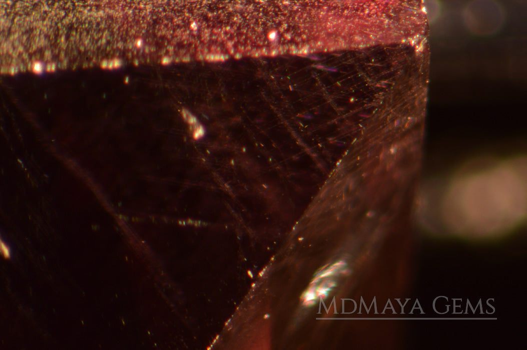 Solid Inclusions in Natural Reddish Purple Spinel Gem. Rectangle Shape 2.28 ct