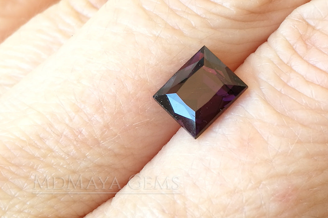 Natural Reddish Purple Spinel Gem. Rectangle Shape 2.28 ct