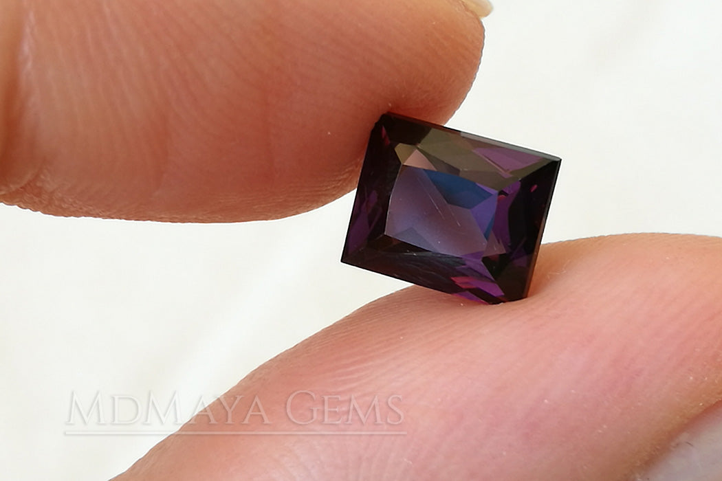 Natural Reddish Purple Spinel Gem. Rectangle Shape 2.28 ct