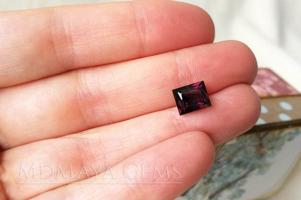 Natural Reddish Purple Spinel Gem. Rectangle Shape 2.28 ct