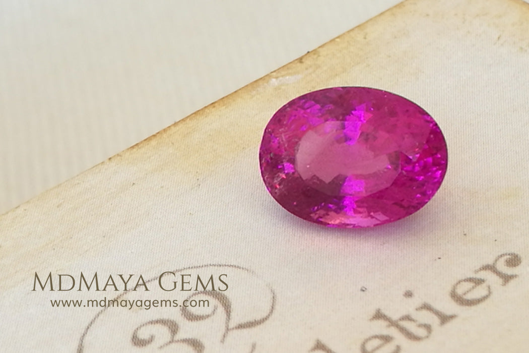 Neon Pink Rubellite Tourmaline from Mozambique Oval Cut 4.14 ct