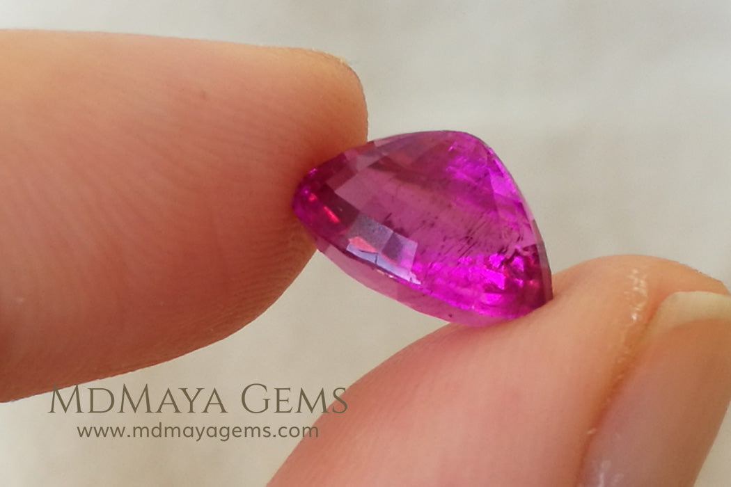 Neon Pink Rubellite Tourmaline from Mozambique Oval Cut 4.14 ct under daylight