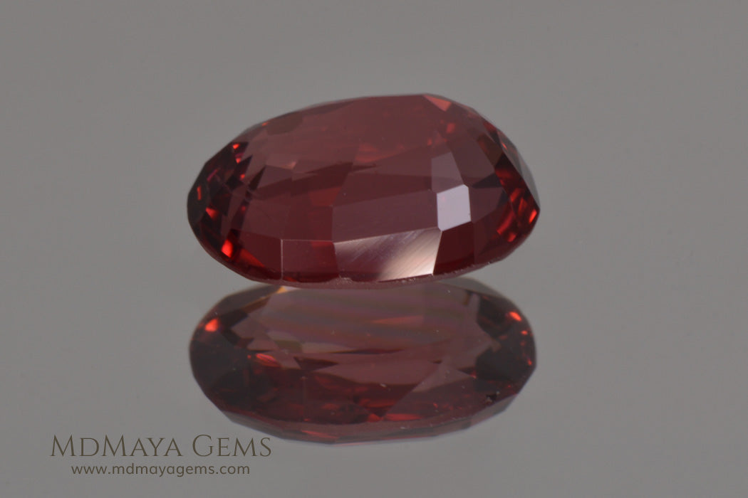 Unheated Orange Red Spinel from Mogok Cushion Cut 2.37 ct
