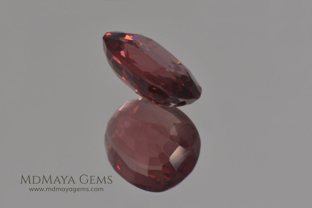 Unheated Orange Red Spinel from Mogok Cushion Cut 2.37 ct