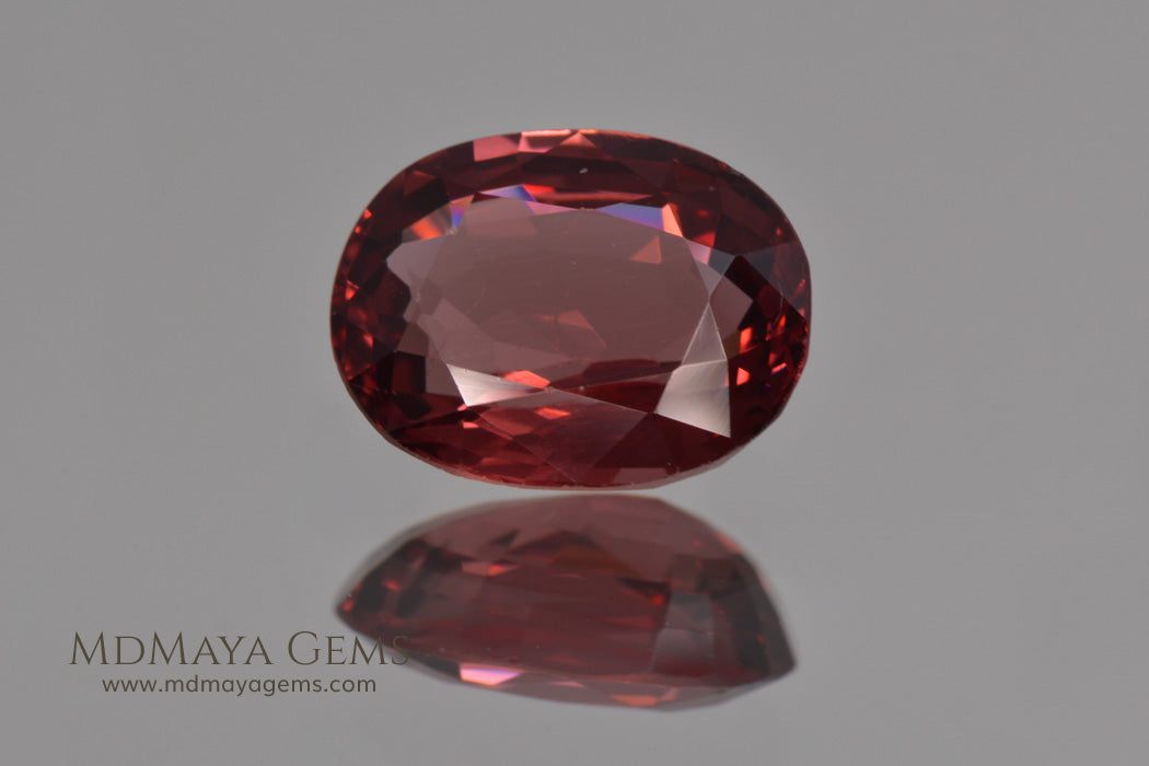 Unheated Orange Red Spinel from Mogok Cushion Cut 2.37 ct