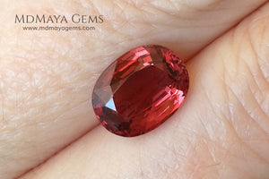 Unheated Orange Red Spinel from Mogok Cushion Cut 2.37 ct