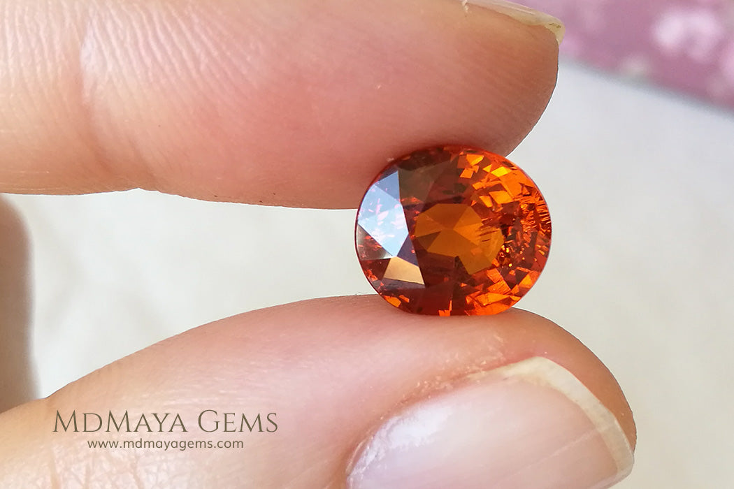 Brilliant Orange Spessartite Garnet Oval cut 5.26 ct