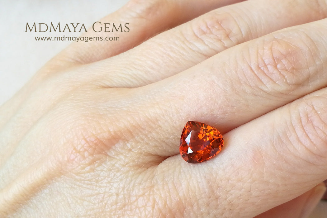 Vivid Orange Mandarin Spessartite Garnet Pear cut 4.26 ct